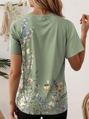 Casual Regular Floral Crew Neck Long Sleeve Tops - Image 11