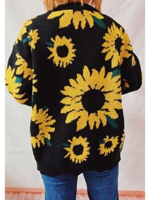 Casual Regular Floral Crew Neck Long Sleeve Knitted Jumper - Image 2