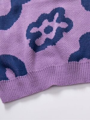 Casual Regular Floral Crew Neck Long Sleeve Knit Pullover - Image 5