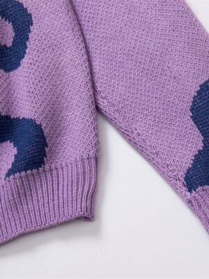 Casual Regular Floral Crew Neck Long Sleeve Knit Pullover - Image 6