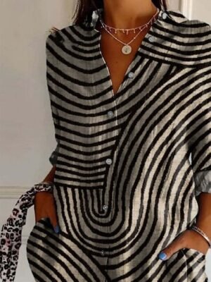 Casual Regular Floral Geometric Shirt Collar Long Sleeve Regular Shirt - Image 2