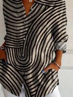 Casual Regular Floral Geometric Shirt Collar Long Sleeve Regular Shirt - Image 3