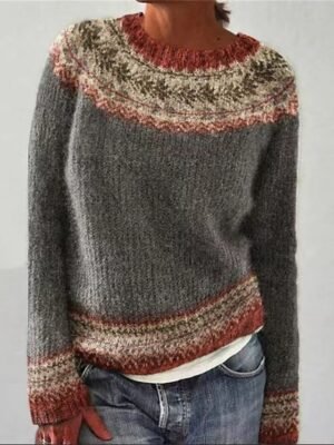 Casual Regular Floral Graphic Crew Neck Long Sleeve Knitted Jumper - Image 1