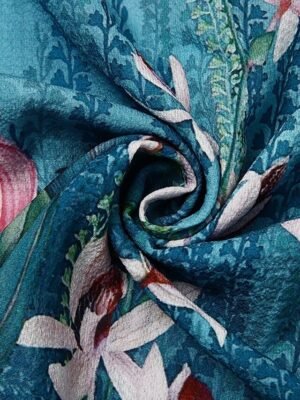 Casual Regular Floral Leaf Print Crew Neck Dolman Sleeve Short Blouse - Image 7