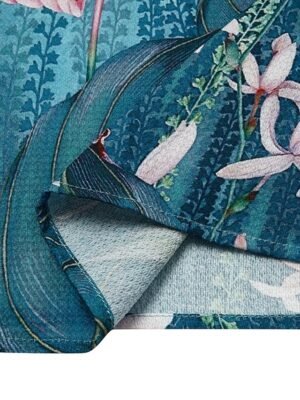 Casual Regular Floral Leaf Print Crew Neck Dolman Sleeve Short Blouse - Image 9