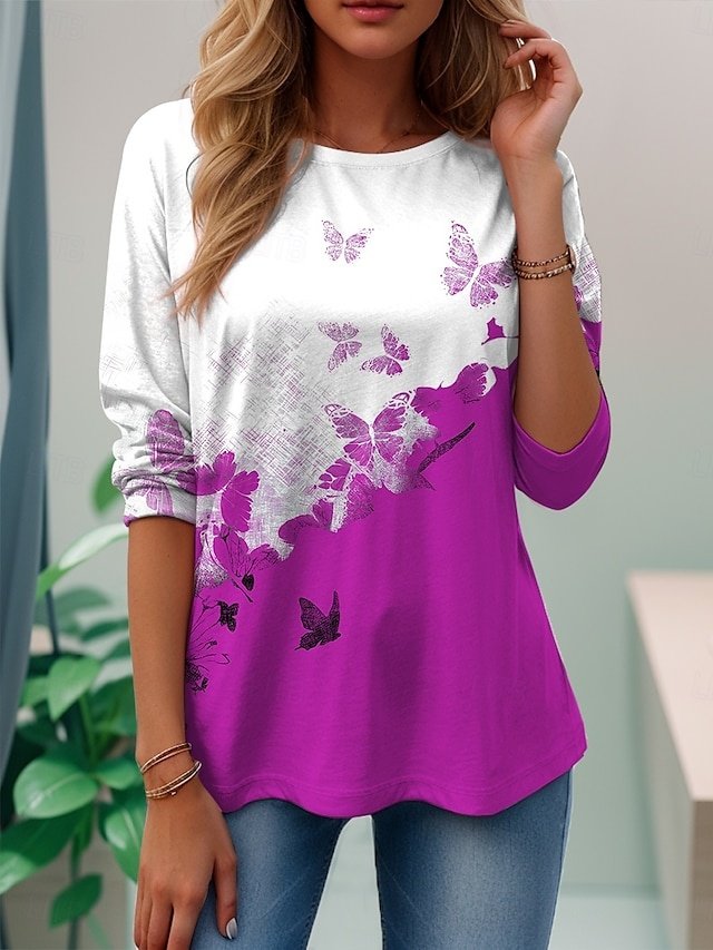 Casual Regular Floral Round Neck Short Sleeve Summer T-Shirt - Image 11