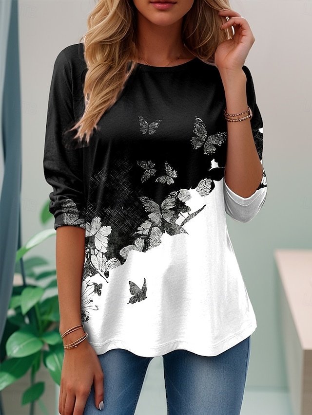 Casual Regular Floral Round Neck Short Sleeve Summer T-Shirt - Image 13