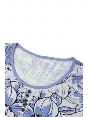 Casual Regular Floral Round Neck Short Sleeve Top - Image 4