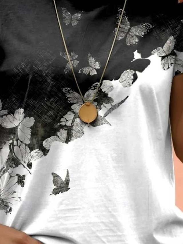 Casual Regular Floral Round Neck Short Sleeve Summer T-Shirt - Image 4