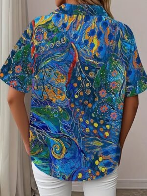 Casual Regular Floral Shirt Collar Long Sleeve Blouse - Image 11