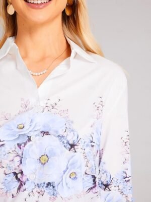 Casual Regular Floral Shirt Collar Long Sleeve Blouse - Image 3