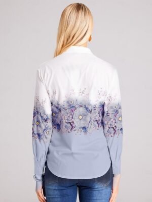 Casual Regular Floral Shirt Collar Long Sleeve Blouse - Image 4