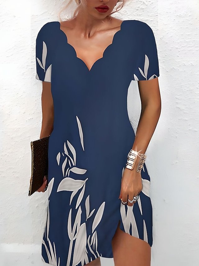 Casual Regular Floral Sweetheart Short Sleeve Mini Dress - Image 1