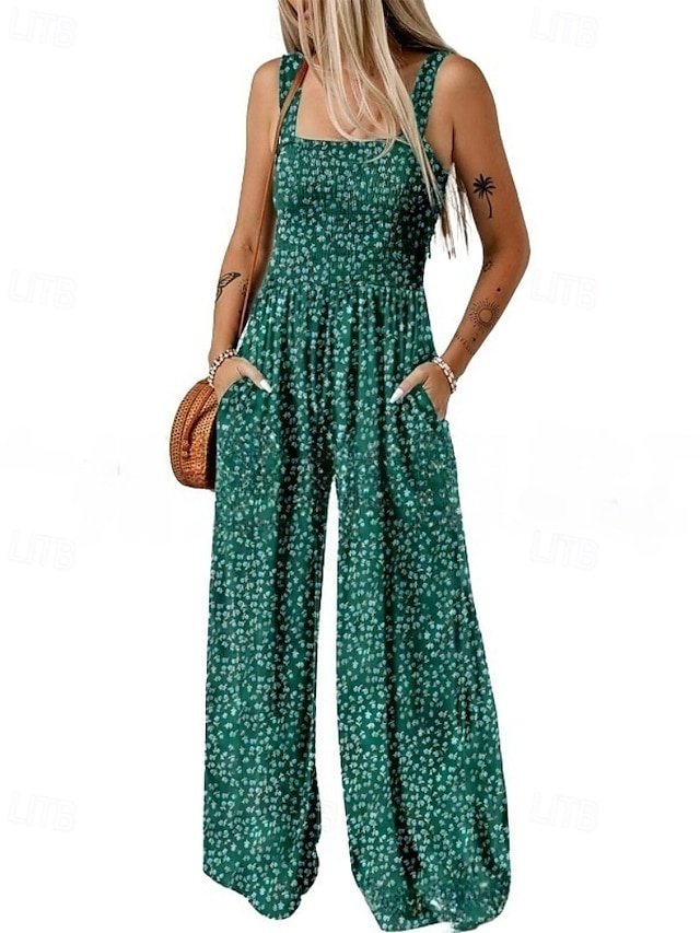 Casual Regular Floral U Neck Sleeveless Jumpsuit - Image 1
