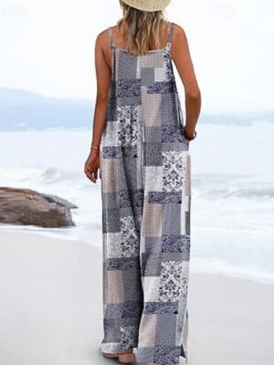 Casual Regular Floral U Neck Sleeveless Summer Jumpsuit - Image 2