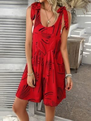 Casual Regular Floral U Neck Sleeveless Summer Romper - Image 2