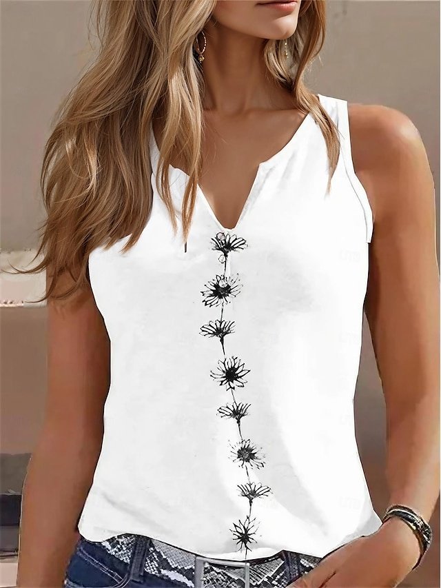 Casual Regular Floral V Neck Sleeveless Camisole Top - Image 1