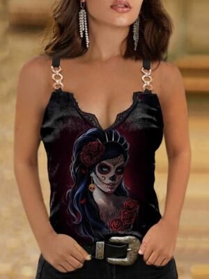 Casual Regular Floral V Neck Sleeveless Camisole - Image 4