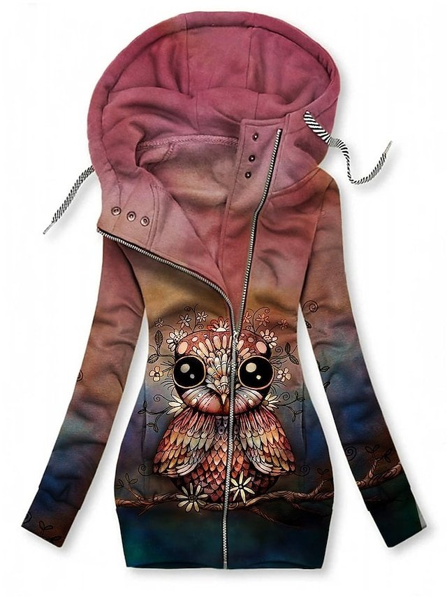 Casual Regular Floral Zipper Long Sleeve Hoodie - Image 1