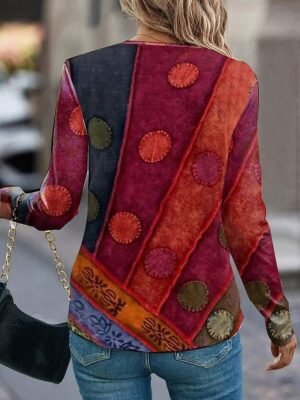 Casual Regular Geometric Crew Neck Long Sleeve Tunic Top - Image 14