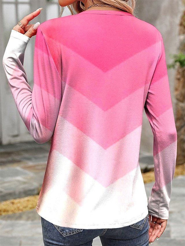 Casual Regular Geometric Crew Neck Long Sleeve Top - Image 2