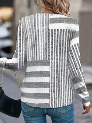 Casual Regular Geometric Crew Neck Long Sleeve Tunic Top - Image 4
