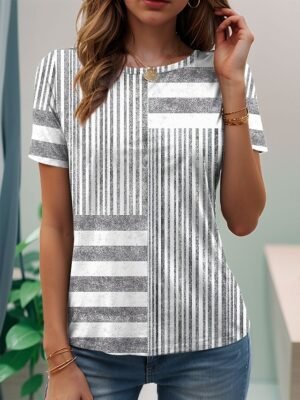 Casual Regular Geometric Crew Neck Long Sleeve Tunic Top - Image 6