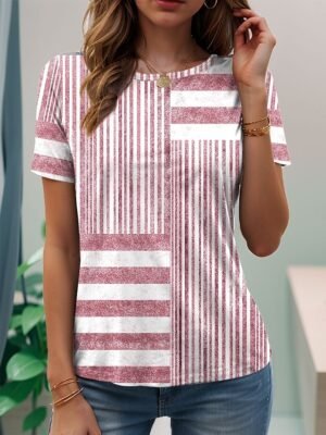 Casual Regular Geometric Crew Neck Long Sleeve Tunic Top - Image 7