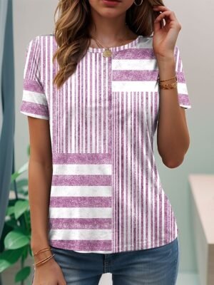 Casual Regular Geometric Crew Neck Long Sleeve Tunic Top - Image 9