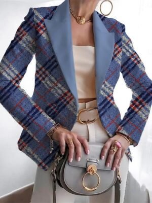 Casual Regular Geometric Notch Lapel Long Sleeve Blazer - Image 1