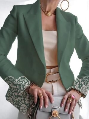 Casual Regular Geometric Notch Lapel Long Sleeve Blazer - Image 4
