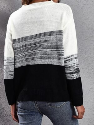 Casual Regular Gradient Crew Neck Long Sleeve Knit Top - Image 4