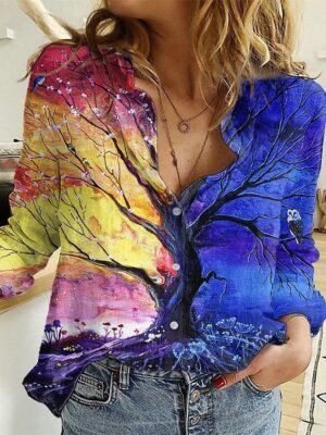 Casual Regular Graphic Abstract Shirt Collar Long Sleeve Regular Shirt - Image 1