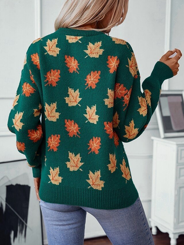 Casual Regular Graphic Crew Neck Long Sleeve Knit Top - Image 2