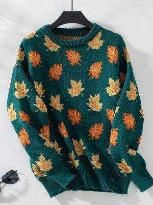 Casual Regular Graphic Crew Neck Long Sleeve Knit Top - Image 3
