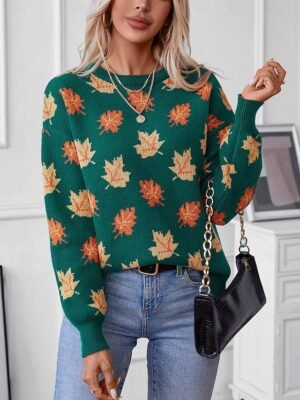 Casual Regular Graphic Crew Neck Long Sleeve Knit Top - Image 4