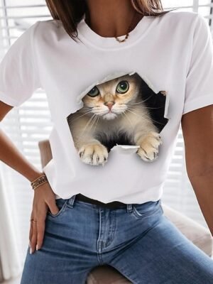 Casual Regular Graphic Round Neck Short Sleeve Tee - Image 1