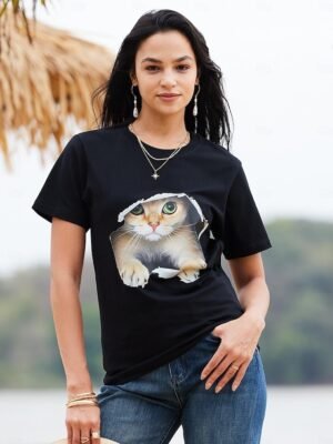 Casual Regular Graphic Round Neck Short Sleeve Tee - Image 3