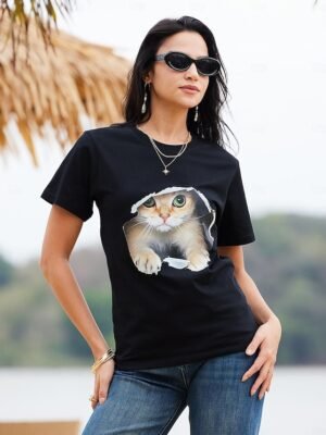 Casual Regular Graphic Round Neck Short Sleeve Tee - Image 4