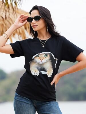 Casual Regular Graphic Round Neck Short Sleeve Tee - Image 5