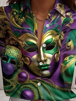 Casual Regular Graphic V Neck Long Sleeve Top - Image 11