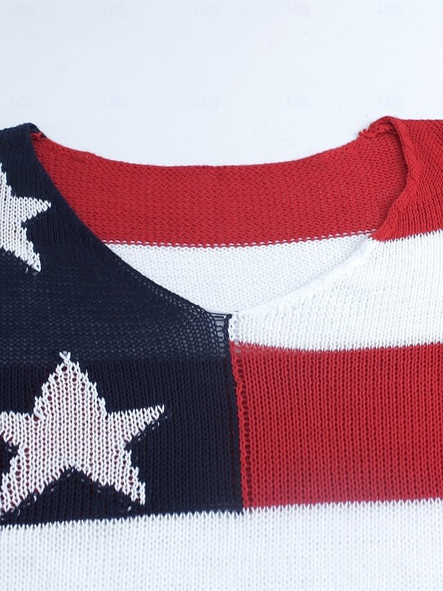 Casual Regular Graphic V Neck Long Sleeve Knit Top - Image 2