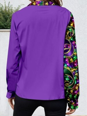 Casual Regular Graphic V Neck Long Sleeve Top - Image 6