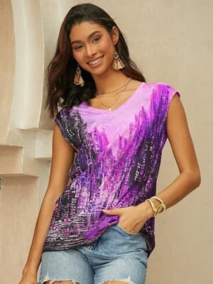 Casual Regular Graphic V Neck Sleeveless Tank Top - Image 8