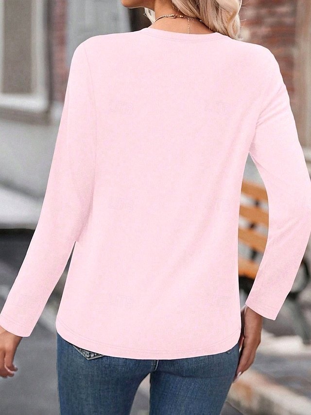 Casual Regular Heart Crew Neck Long Sleeve Regular Fit Top - Image 2