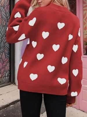 Casual Regular Heart Crew Neck Long Sleeve Regular Sweater - Image 4