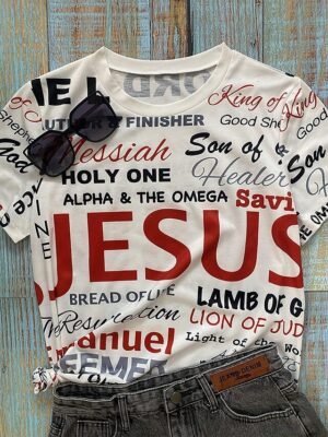 Casual Regular Letter Print Round Neck Short Sleeve Tops - Image 6