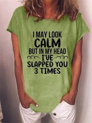 Casual Regular Letter Round Neck Short Sleeve Top - Image 1