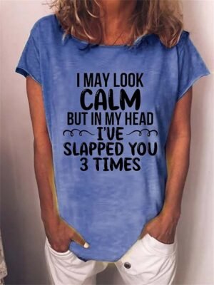 Casual Regular Letter Round Neck Short Sleeve Top - Image 3