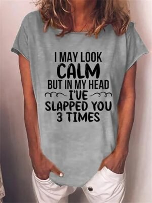 Casual Regular Letter Round Neck Short Sleeve Top - Image 4